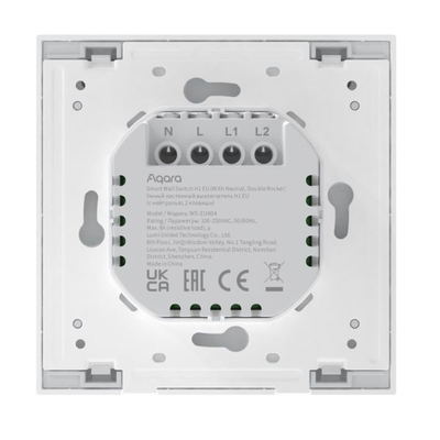 Выключатель двухклавишный с нейтралью | Aqara Smart Wall Switch H1 EU (With Neutral, Double Rocker) (WS-EUK04)